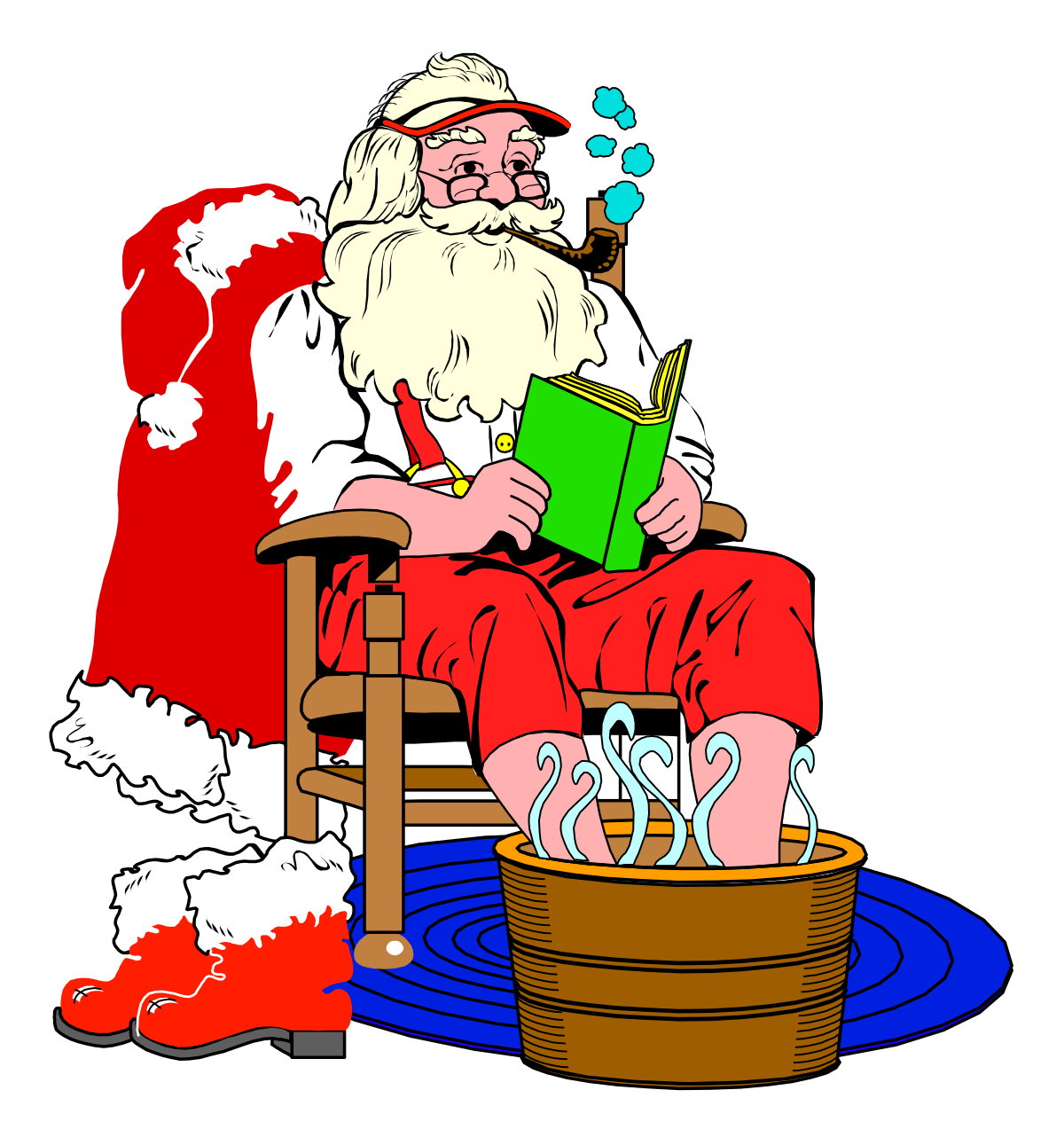 a santa claus sitting in a chair reading a book clip art png transparent Santa Claus Sitting in a Chair Reading a Book Clipart