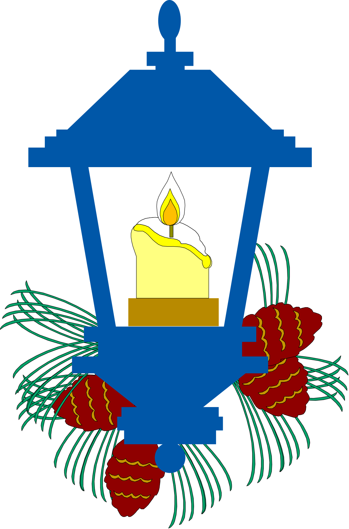 Blue Lantern with Candle and Flowers - Vibrant Clipart for All Occasions