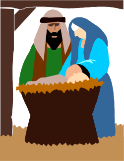 Manger Scene Clipart - Man and Woman in Serene Nativity Setting