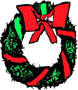 Christmas Wreath with Bow - Festive Red and Green Clipart