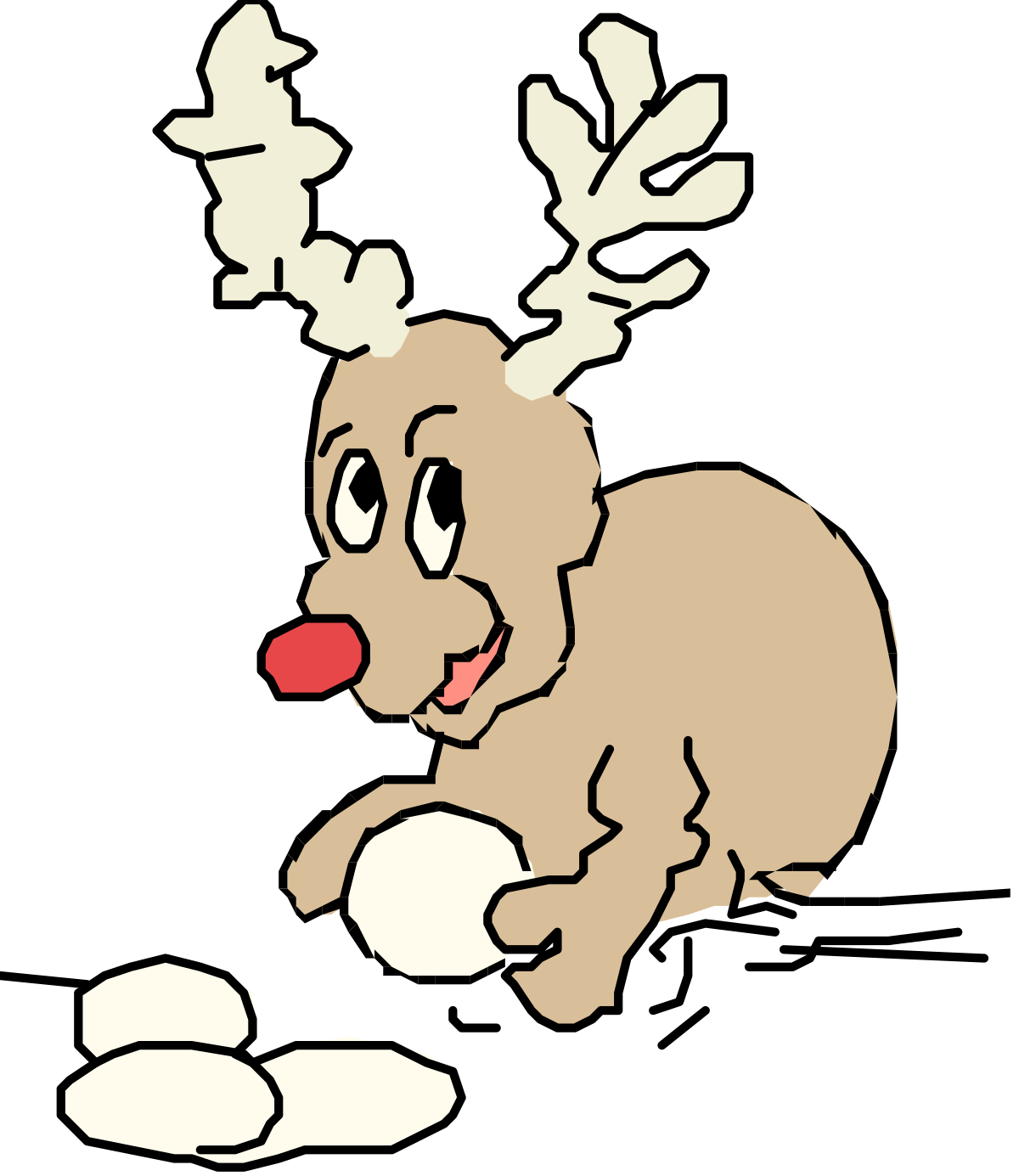 Reindeer with Red Nose Clipart for Festive Designs