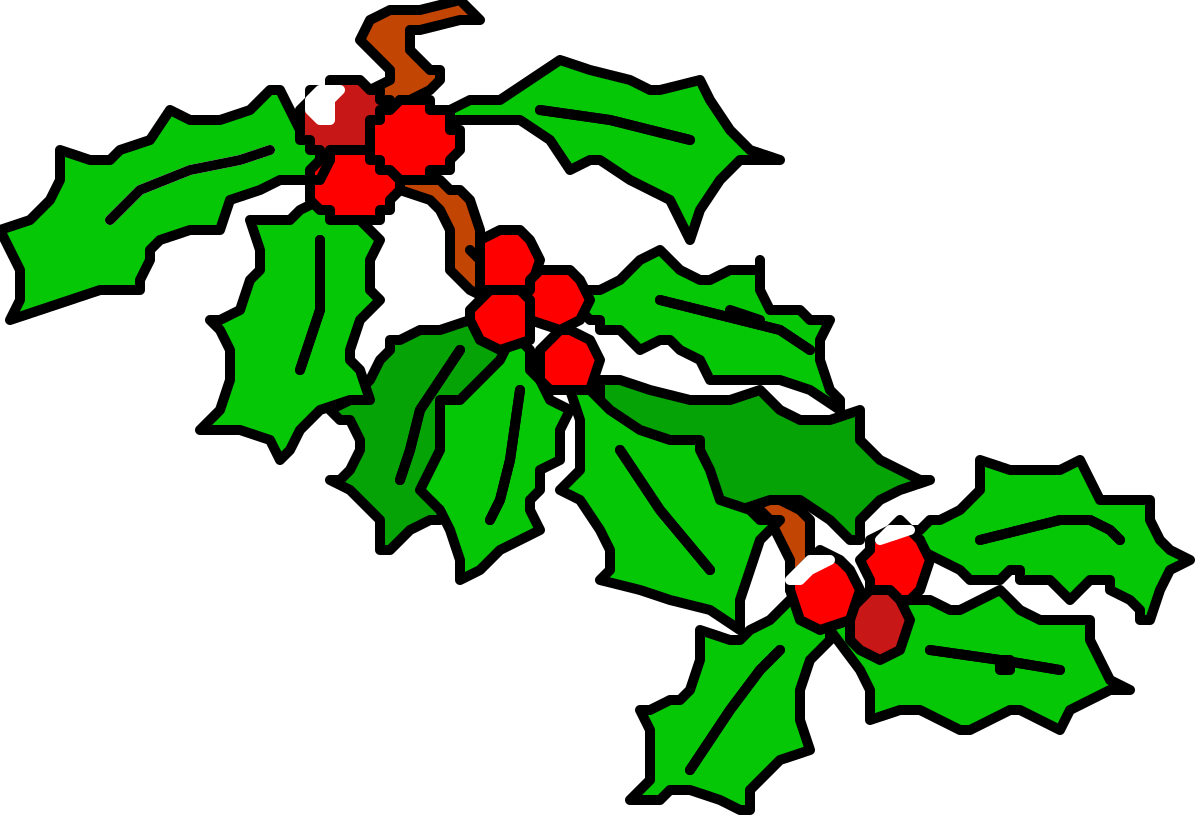 Holly Tree with Red Berries Clipart for Festive Designs