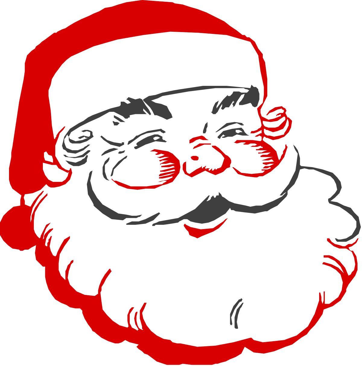 Santa Claus Clipart with Striking Red Eyes & Beard