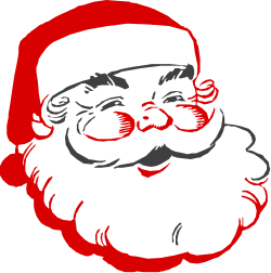 Santa Claus Clipart with Striking Red Eyes & Beard
