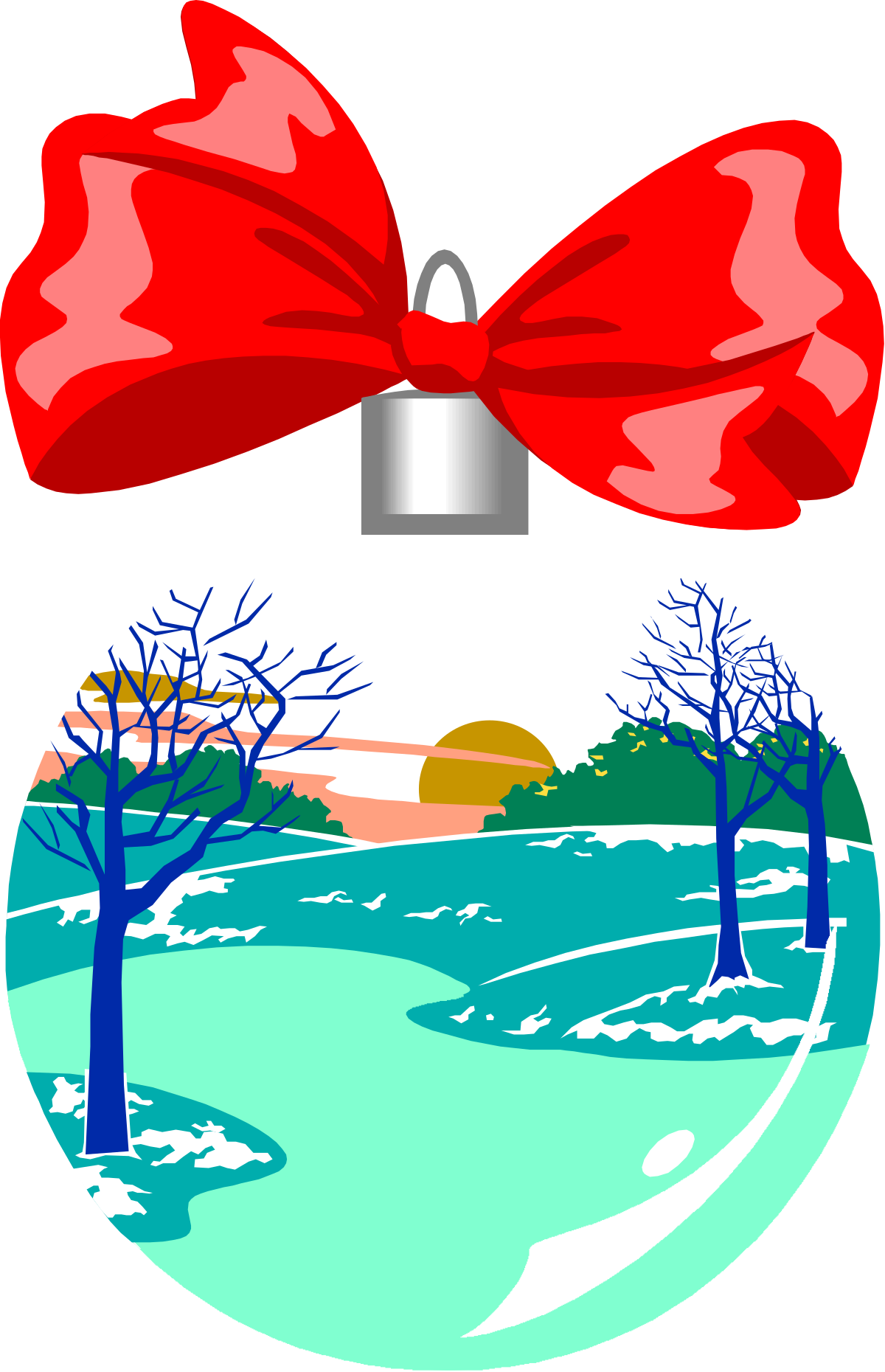 Red Bow Hanging from Tree - Festive Clipart for Holiday Cheer