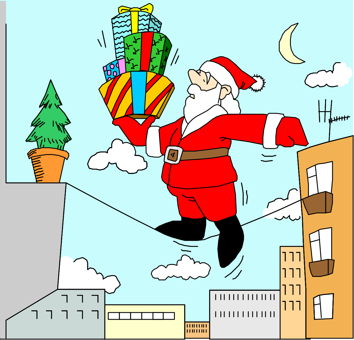 Santa Claus Flying Through the Sky Clipart - Christmas Magic Unleashed