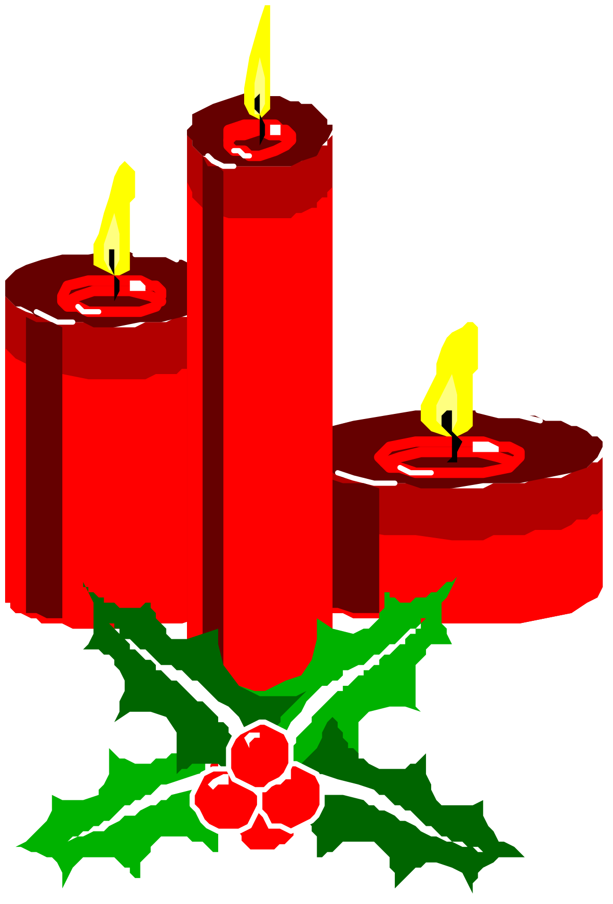 Candles with Holly and Holly Leaves Clipart for Festive Designs