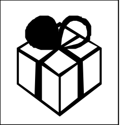 Present Box Clipart Icon - Black and White Gift Design