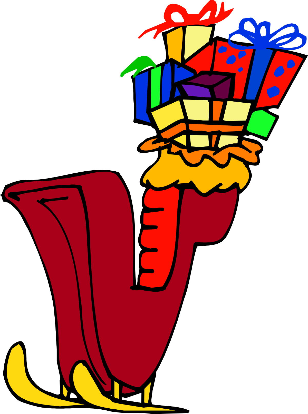 Cartoon Santa Holding Presents - Festive Clipart for the Holidays