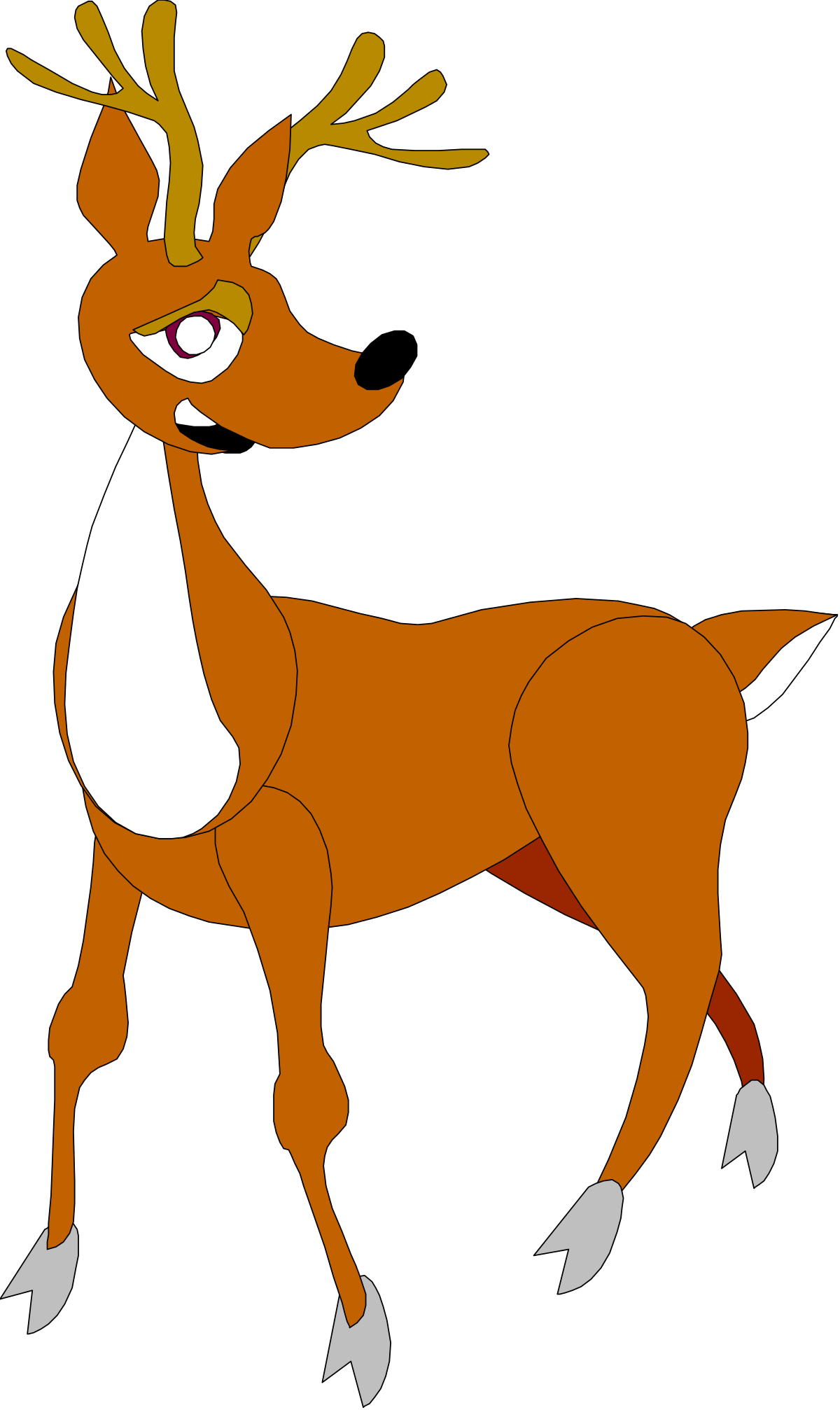 Cartoon Deer Clipart: Cute Brown-Eyed Deer with White Tail