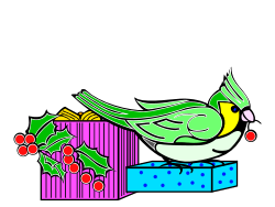 Bird on Christmas Present Clipart - Festive Holiday Decor