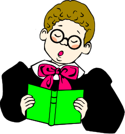 Boy Reading a Book with Bow Clipart