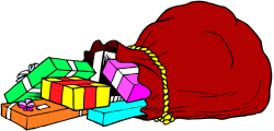 Red Bear Surrounded by Colorful Boxes Clipart