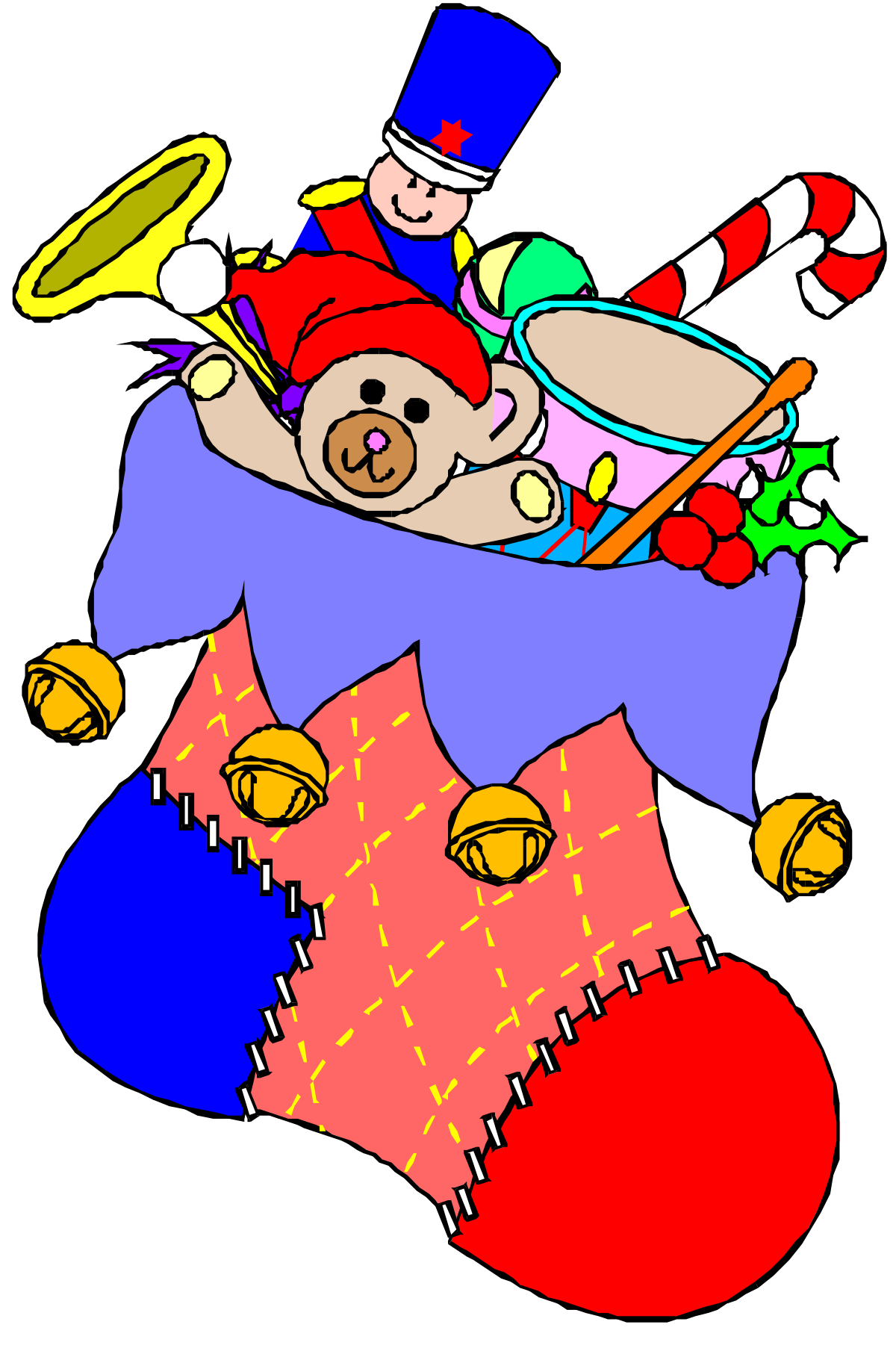Teddy Bear Sitting on Christmas Stocking Clipart - Festive Holiday Decor