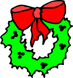 Christmas Wreath Clipart: Red and Green Holiday Decoration