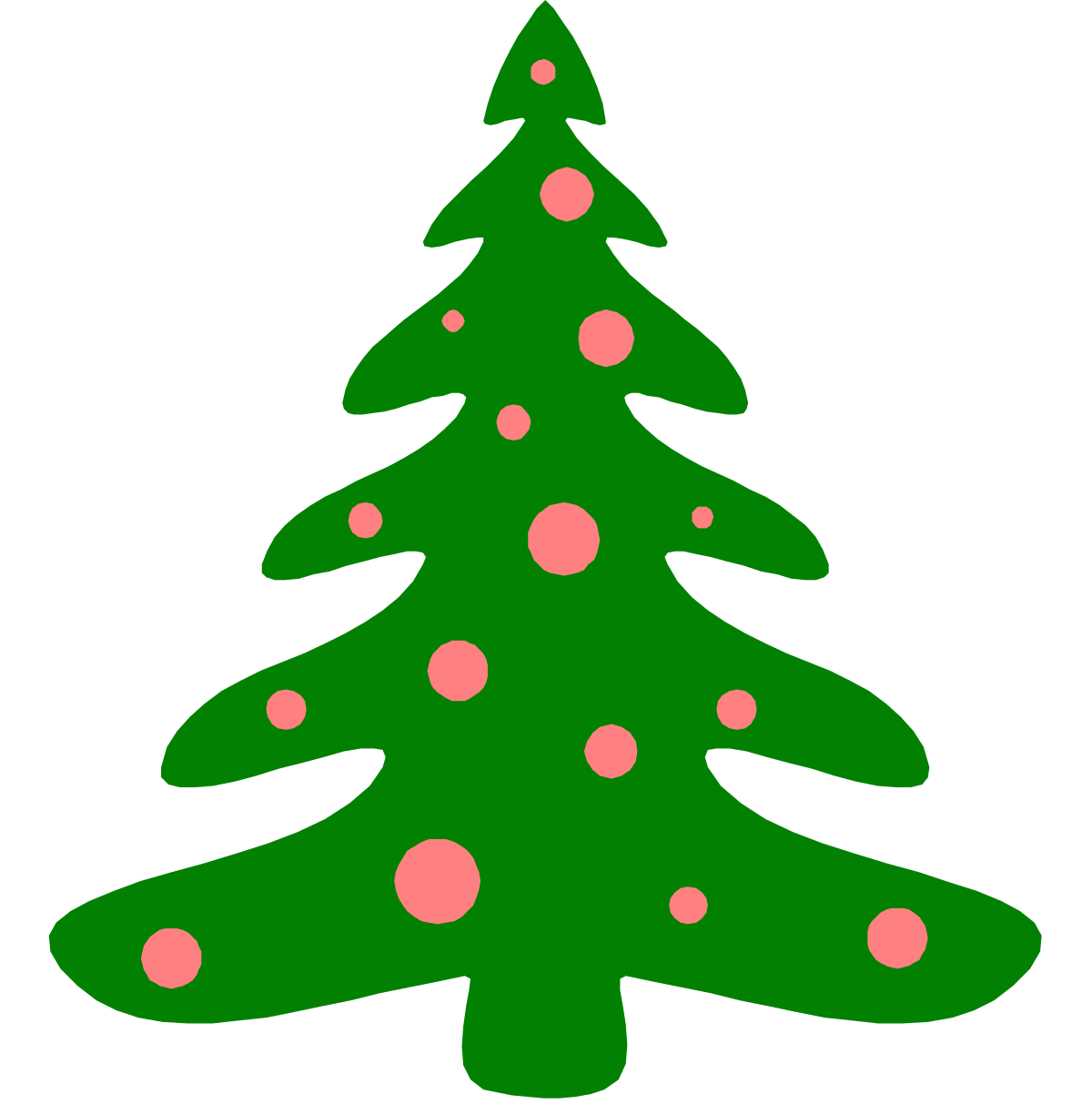 Green Christmas Tree with Pink Dots  Festive Clipart for Holiday Cheer