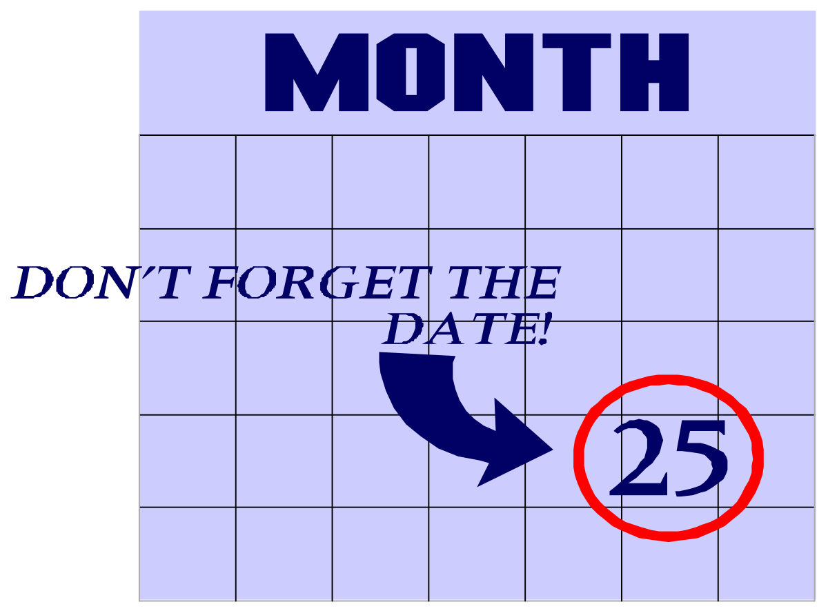 Red Circle Marked Calendar Clipart for Every Month