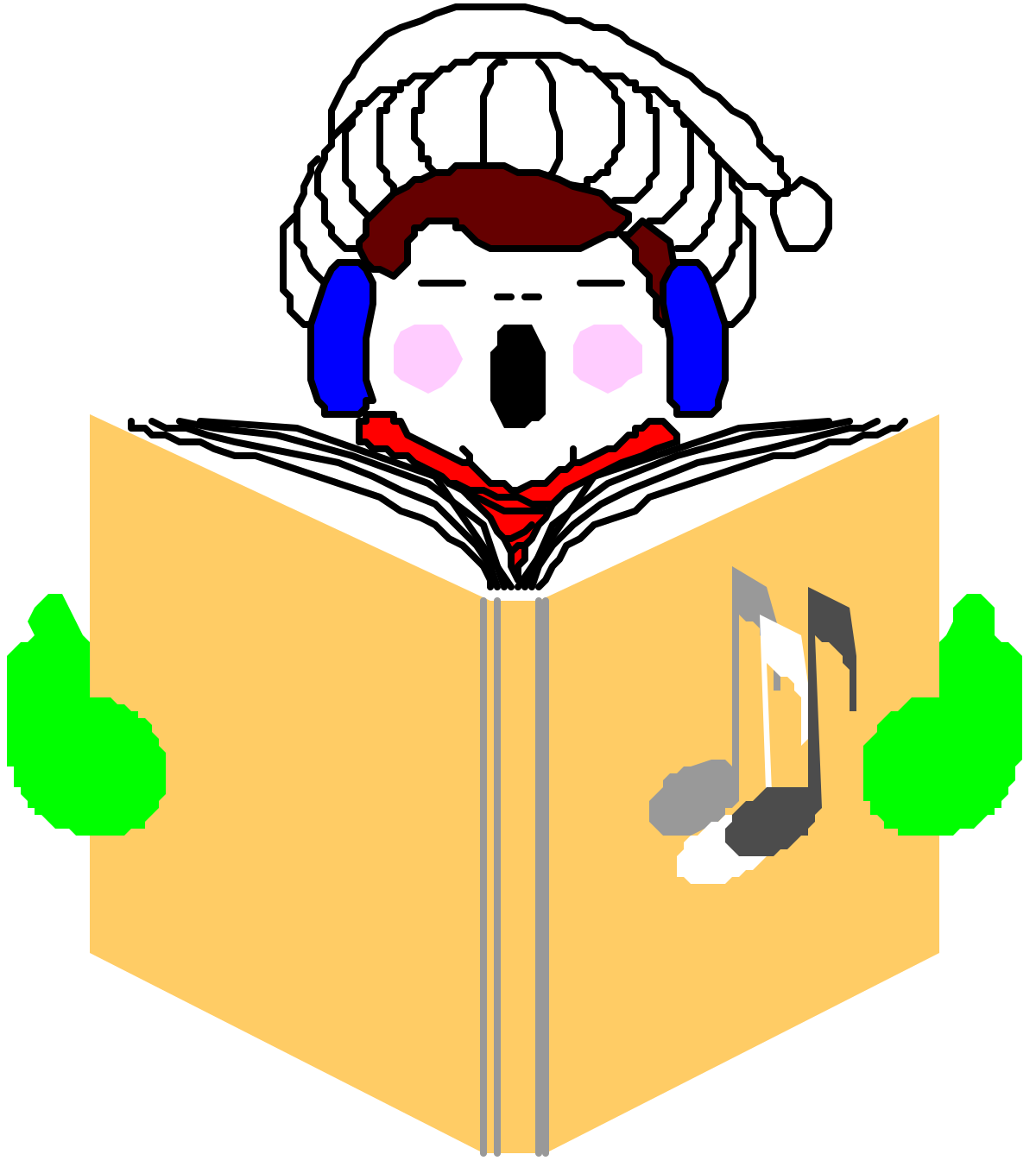 a cartoon character reading a book with headphones clip art png transparent Cartoon Character Reading Book with Headphones - Engaging and Fun Clipart
