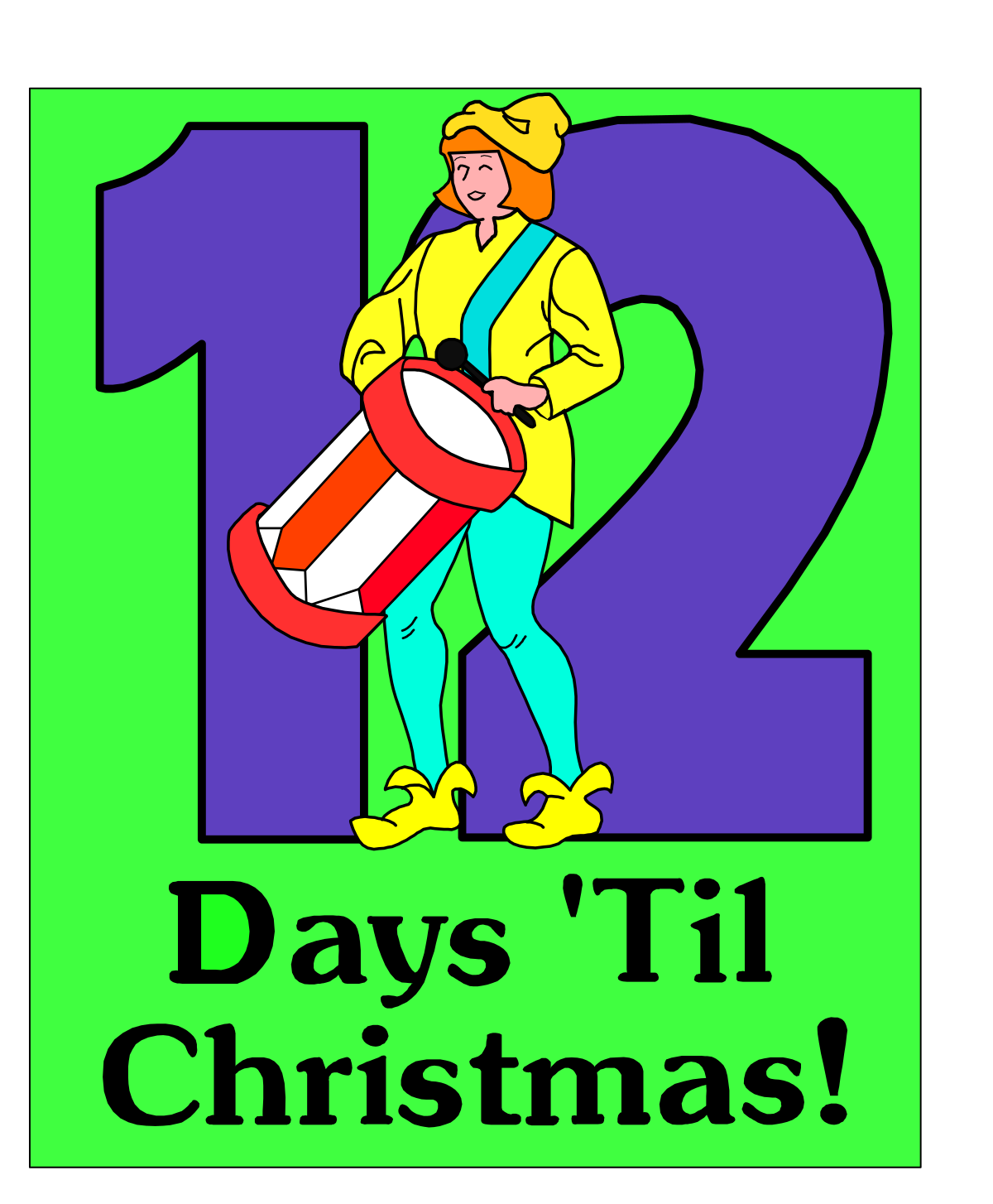Cartoon Character Holding Christmas Present - Festive Clipart