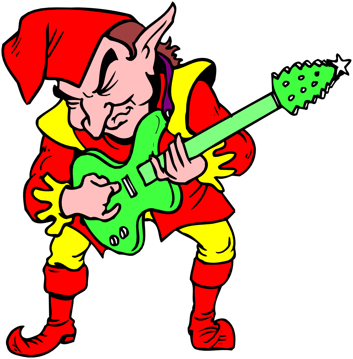 Cartoon Character Playing Guitar Clipart - Fun and Vibrant Illustrations