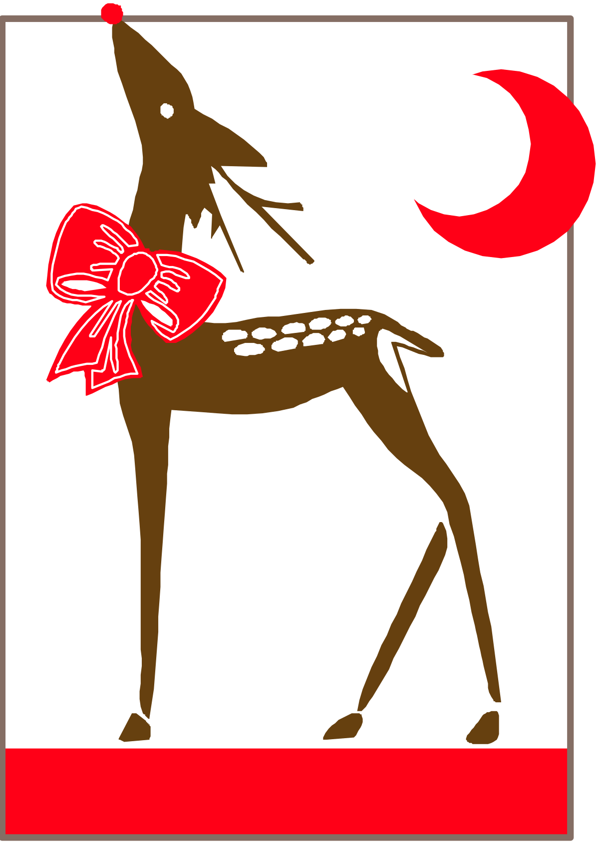 a deer with a red bow on its neck clip art png transparent Deer with Red Bow Clipart - Charming Wildlife Illustration