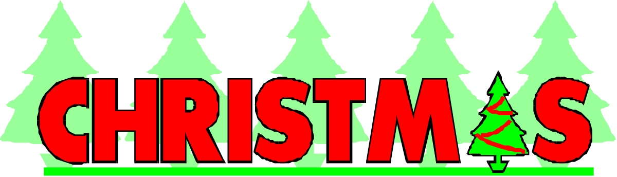 Christmas Trees Clipart with Festive 'Christmas' Text