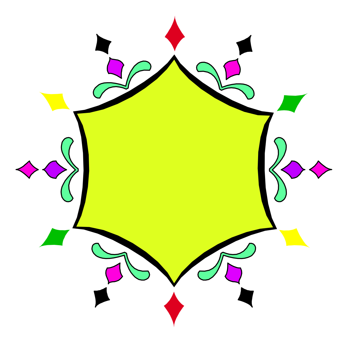 Vibrant Yellow and Green Star Clipart with Dazzling Small Stars