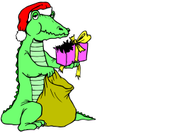 Christmas Alligator Clipart with Present - Fun Holiday Graphics
