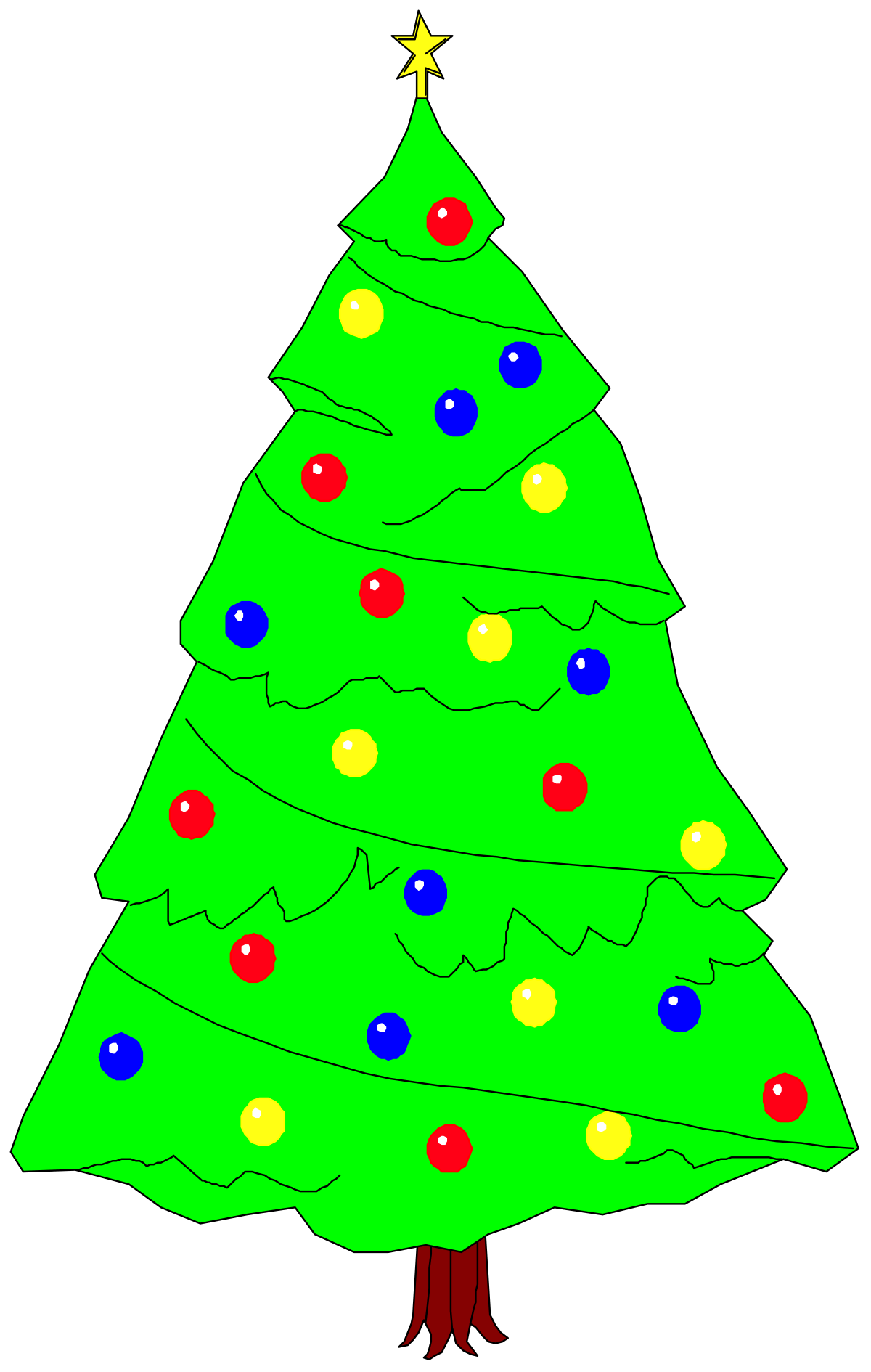 Christmas Tree with Ornaments and Decorations - Festive Clipart