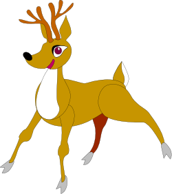 Cartoon Deer Clipart with White Tail and Brown Eyes
