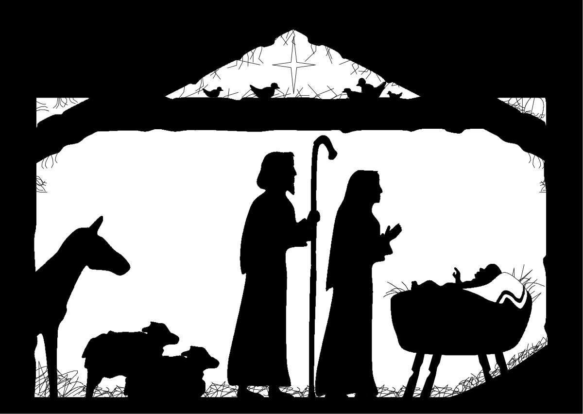 Manger Scene with Woman and Baby Jesus - Serene Nativity Clipart