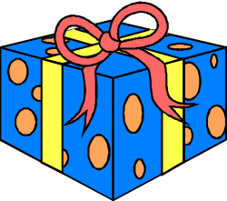Blue Box with Red Bow and Polka Dots Clipart for Creative Projects