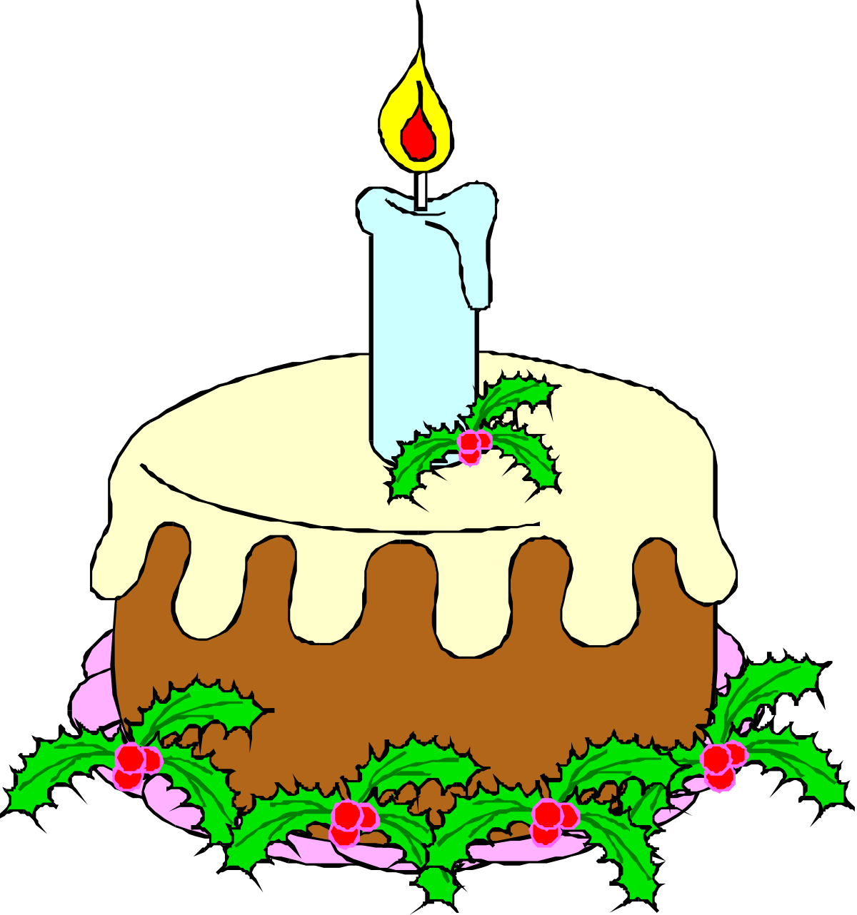 Cake with Lit Candle Clipart - Celebrate with Joyful Desserts