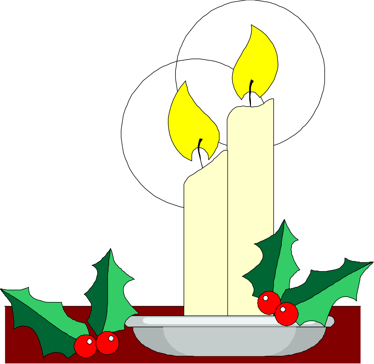 Holly Branch and Candle Clipart: Festive Holiday Decor