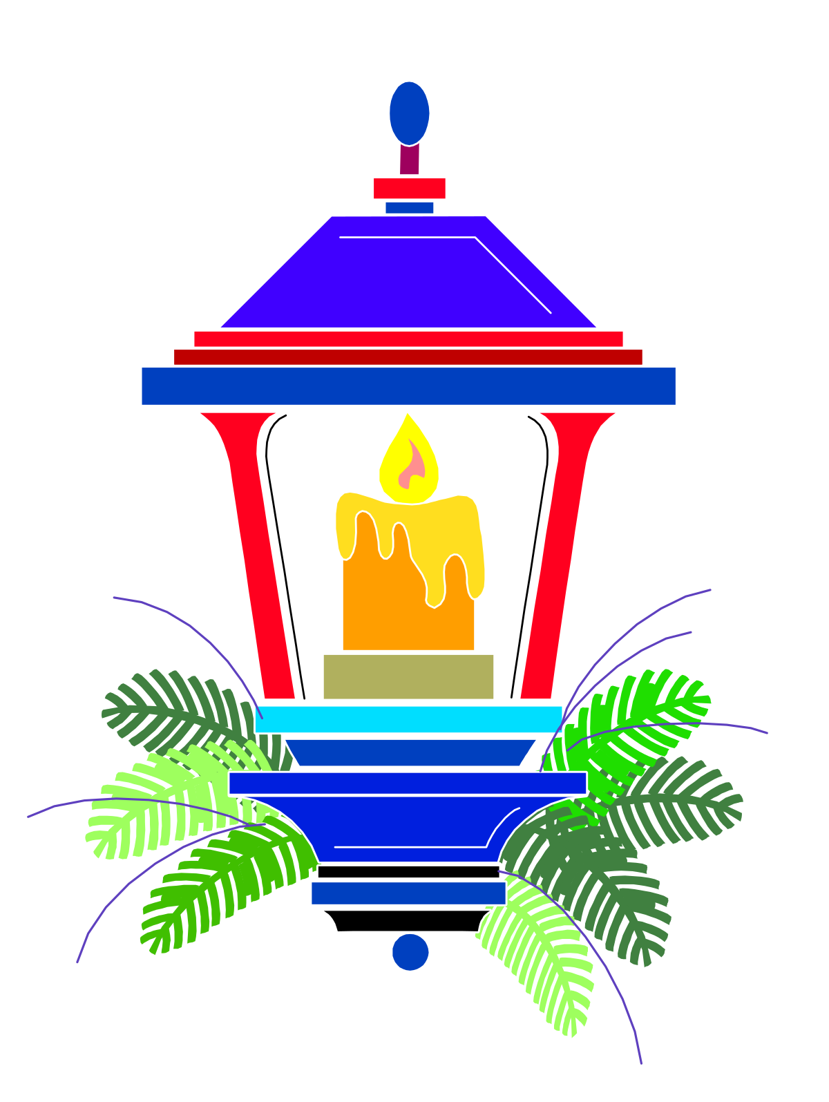 Colorful Candle Surrounded by Leaves - Vibrant Clipart for Any Occasion
