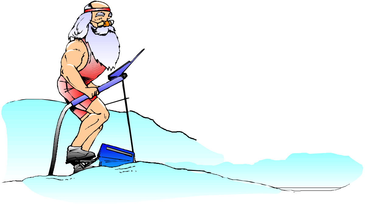 Skiing Man on Snowy Hill Clipart - Winter Adventure Illustration