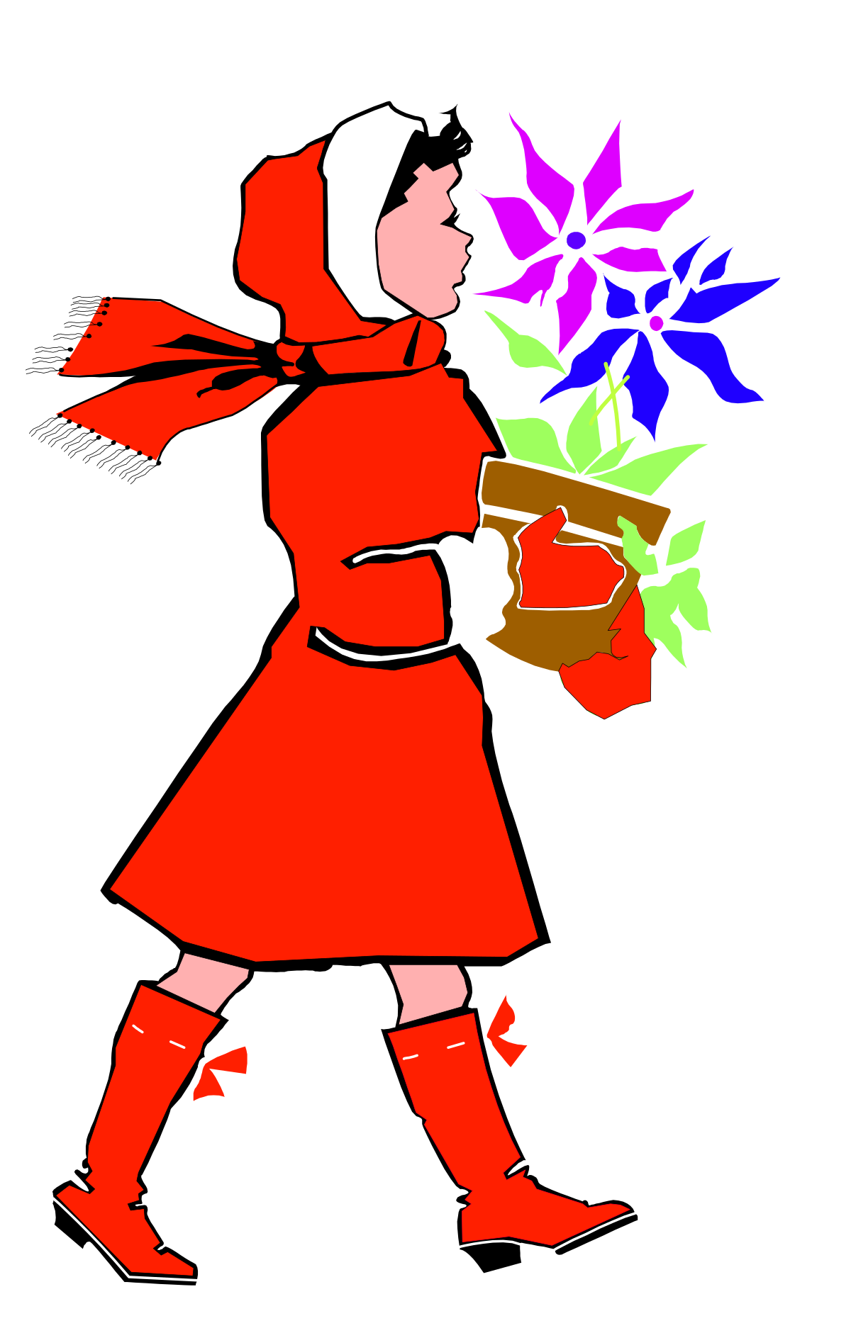 a woman in a red dress carrying a bunch of flowers clip art png transparent Woman in Red Dress Carrying Flowers - Vibrant Clipart Collection