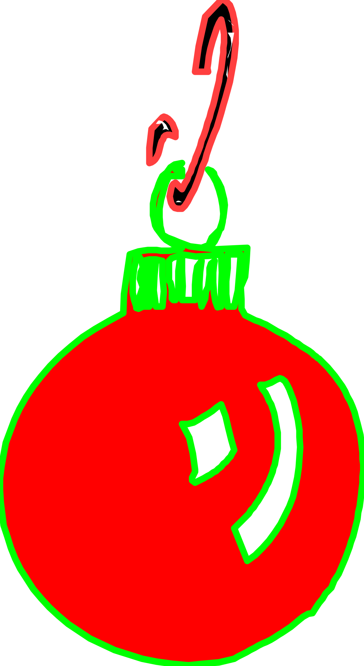 Red Christmas Ornament with Green Ribbon Clipart