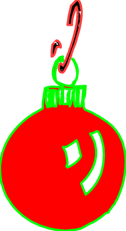 Red Christmas Ornament with Green Ribbon Clipart