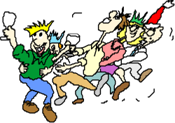 Group of People Running Together Clipart - Dynamic Team Spirit
