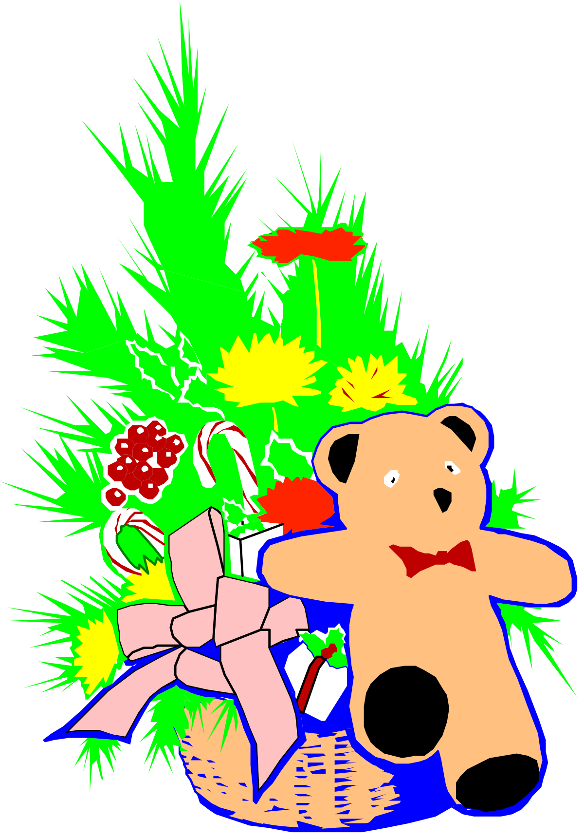 Teddy Bear in Flower Basket Clipart  Perfect for Cute Designs