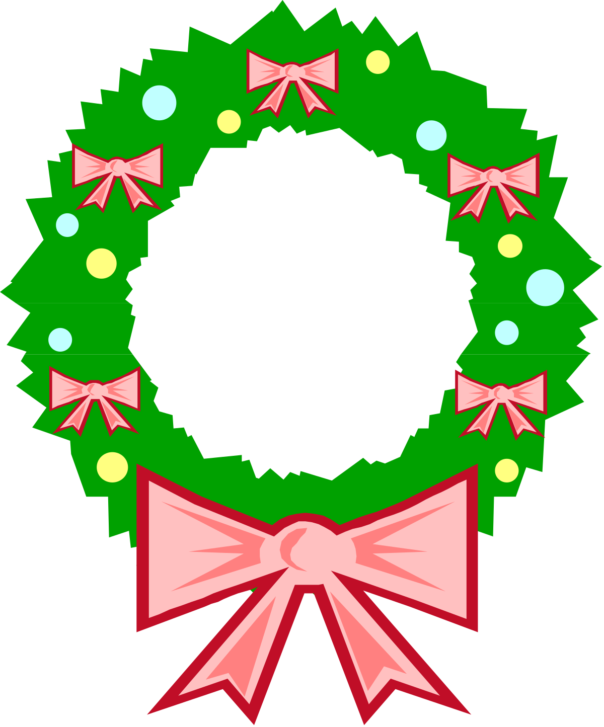 Green Wreath with Pink Bows - Charming Clipart for Seasonal Decor