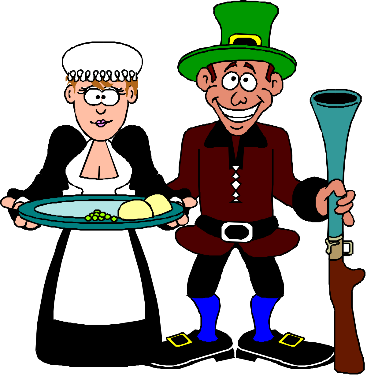 Man and Woman Holding Plate of Food - Vibrant Clipart for Culinary Themes