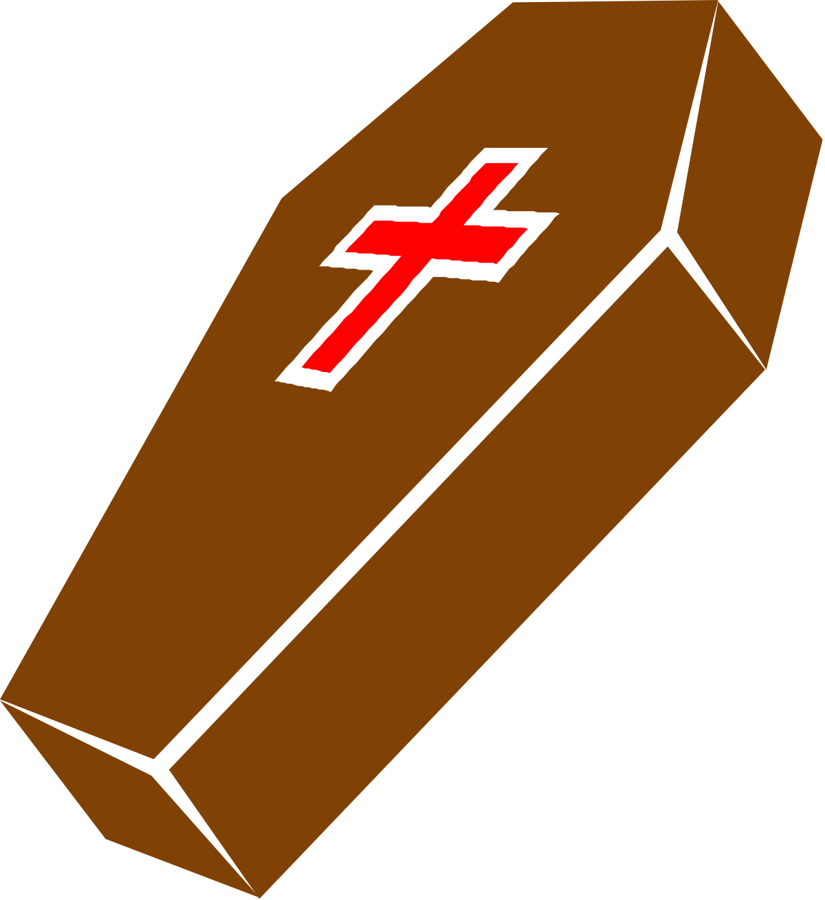 a brown coffin with a cross on it clip art png transparent Brown Coffin with Cross Clipart - Detailed Funeral Illustration