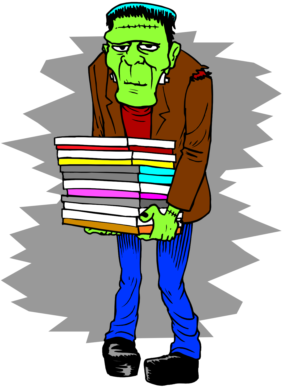 Books Pile Clipart: Man Holding a Stack of Books