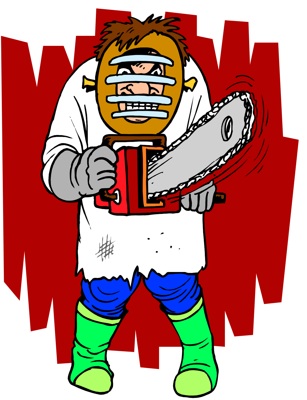 a cartoon character holding a chainsaw clip art png transparent Cartoon Character Holding Chainsaw - Fun Clipart for Projects