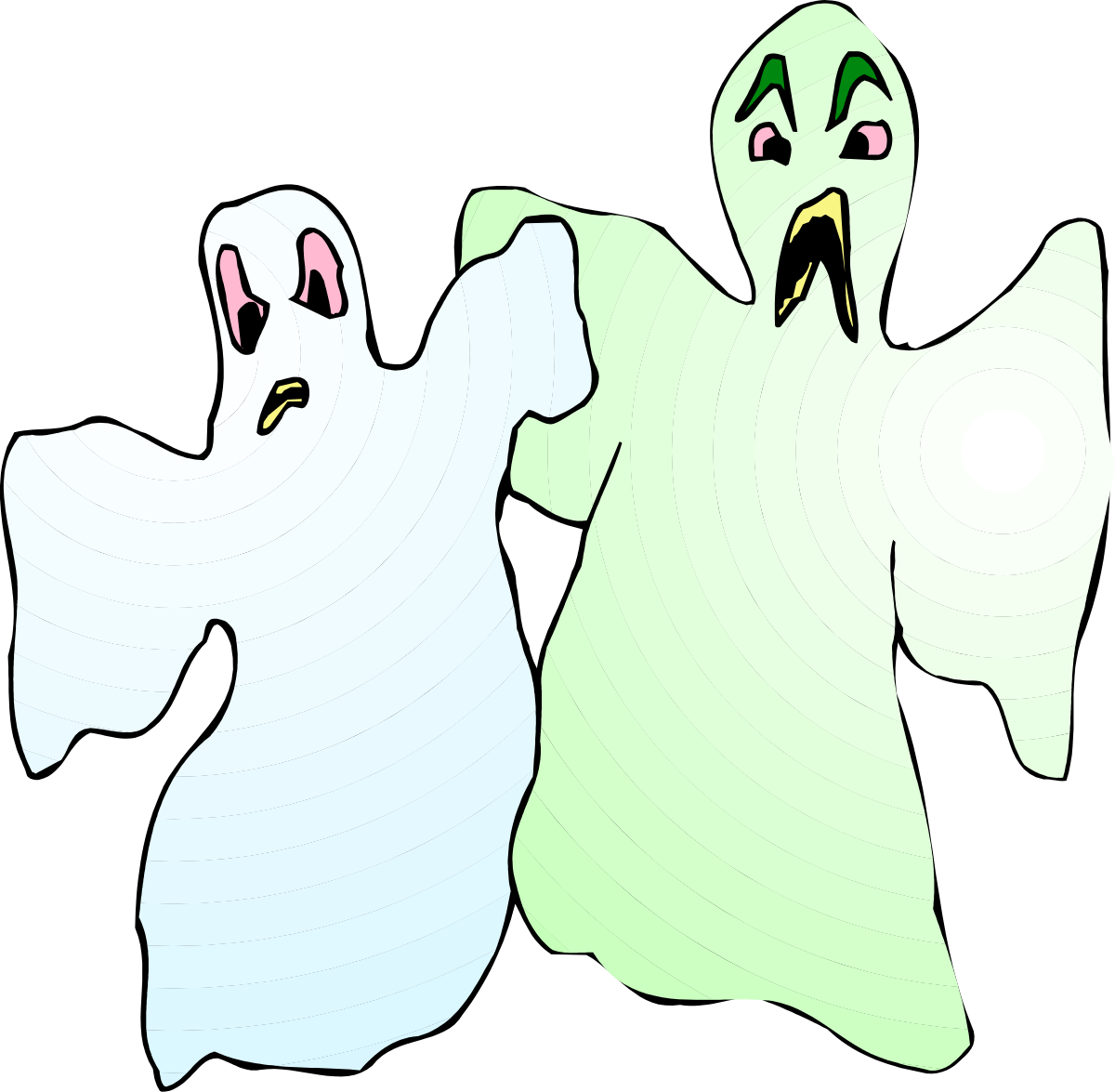 two ghosts with their mouths open clip art png transparent Two Open-Mouth Ghosts Clipart for Halloween Fun