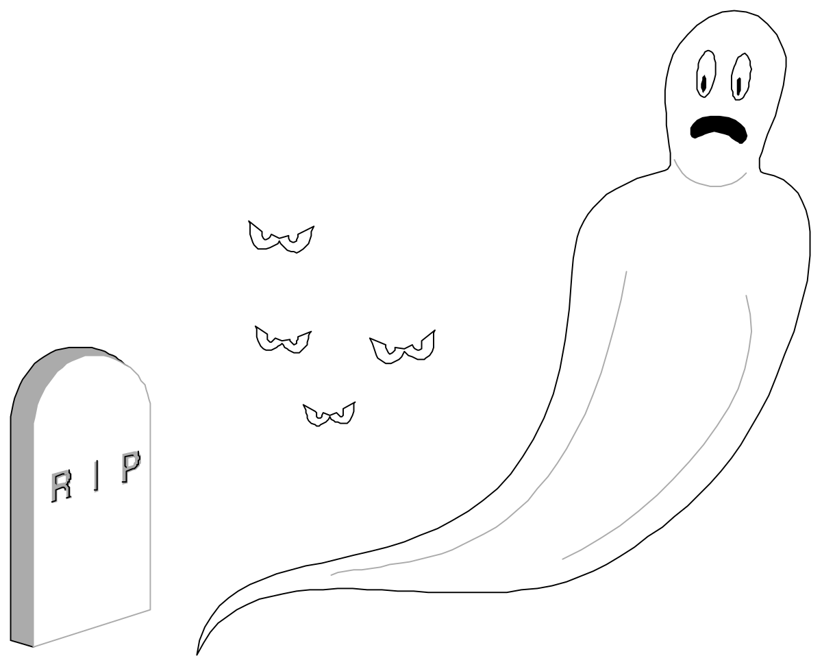 Ghost and Tombstone Scene - Spooky Clipart for Halloween