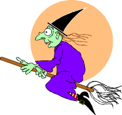Witch Flying in the Sky with a Broom - Enchanting Clipart Scene