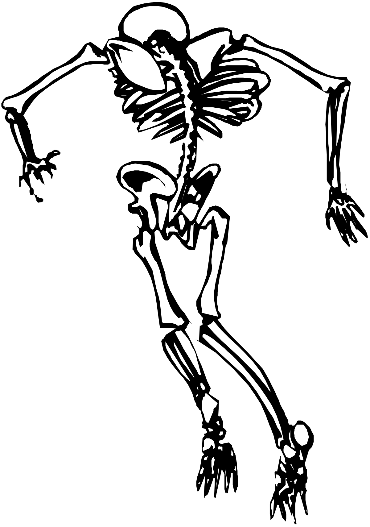 Silhouette of a Dancing Woman - Elegant Black and White Clipart